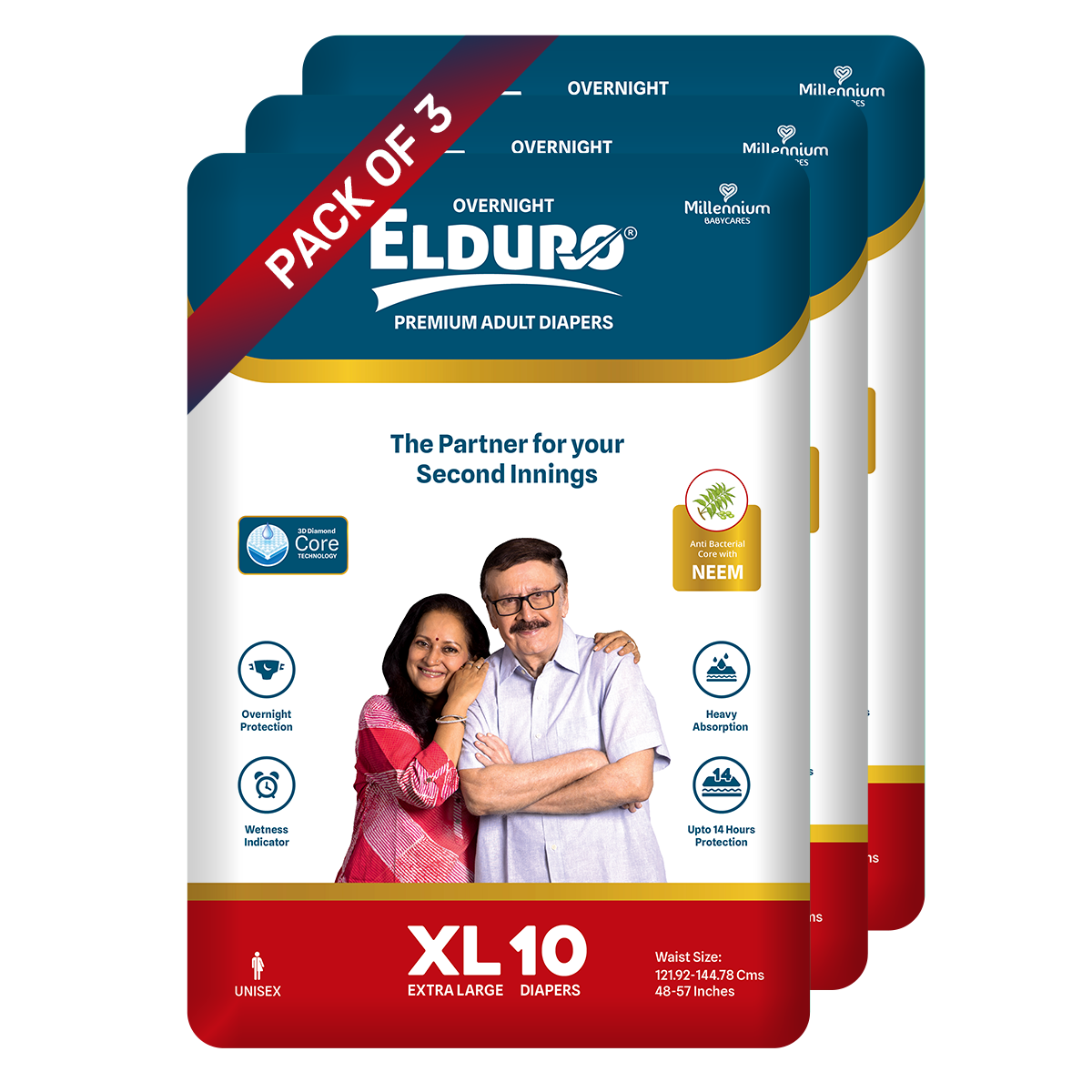 ELDURO Premium Open Tape Diaper with wetness indicator - X Large - 10 –  thefamilycares
