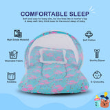 BUMTUM 100% Cotton Printed Bedding Set With Mosquito Net and Head Pillow Zip Closure, Gadda Set