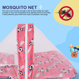 BUMTUM 100% Cotton Printed Bedding Set With Mosquito Net and Head Pillow Zip Closure, Gadda Set