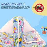 BUMTUM 100% Cotton Printed Bedding Set With Mosquito Net and Head Pillow Zip Closure, Gadda Set