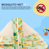 BUMTUM 100% Cotton Printed Bedding Set With Mosquito Net and Head Pillow Zip Closure, Gadda Set