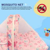 BUMTUM 100% Cotton Printed Bedding Set With Mosquito Net and Head Pillow Zip Closure, Gadda Set