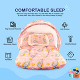 BUMTUM 100% Cotton Printed Bedding Set With Mosquito Net and Head Pillow Zip Closure, Gadda Set