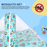 BUMTUM 100% Cotton Printed Bedding Set With Mosquito Net and Head Pillow Zip Closure, Gadda Set