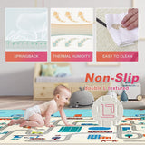 BUMTUM Waterproof Portable Double Side Soft Reversible Non Toxic BPA Free Learning & Crawling Foldable Foam Baby Play Mat for Toddler, Infant & Kids