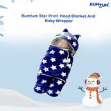 BUMTUM 3-in-1 Hooded Baby Soft Blanket Wrapper| Swaddle For New Born Babies(Boys & Girls) 0-6 Months, Travel-Friendly, Star Printed