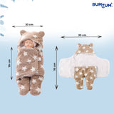 BUMTUM 3-in-1 Hooded Baby Soft Blanket Wrapper| Swaddle For New Born Babies(Boys & Girls) 0-6 Months, Travel-Friendly, Star Printed