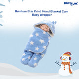 BUMTUM 3-in-1 Hooded Baby Soft Blanket Wrapper| Swaddle For New Born Babies(Boys & Girls) 0-6 Months, Travel-Friendly, Star Printed