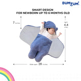 BUMTUM 3-in-1 Hooded Baby Soft Blanket Wrapper| Double Layered Swaddle For New Born Babies(Boys & Girls) 0-6 Months, Travel-Friendly