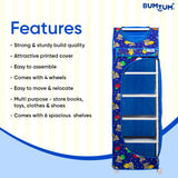 BUMTUM Baby Multipurpose 6 Shelves Durable Foldable Wardrobe | Unbreakable Plastic Material | Cartoon Printed Cover