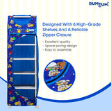 BUMTUM Baby Multipurpose 6 Shelves Durable Foldable Wardrobe | Unbreakable Plastic Material | Cartoon Printed Cover