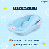BUMTUM Baby Bathtub & Anti Slip Baby Plastic Bath Chair | Bathtub With Drain Plug, Baby Bath Seat/Sling With Non Slip Suction Base For Babies, Infant & Toddlers