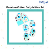 BUMTUM Baby Soft Cotton Mitten Set With Cap, Booties & Gloves Set | Teddy Print For Newborn Babies, 0-6 Months