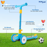 BUMTUM Smart Kick Scooter For Kids | 3 Adjustable Height Scooter, Foldable & Attractive PVC Wheels With Rare Brakes For Boys & Girls Age 5 years