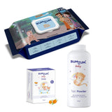 Bumtum Chota Bheem Gentle Soft Moisturizing Wet Wipes With Lid - 72 Pcs.(Pack of 1) & Baby Soap 50Gram (Pack of 1) & Baby Talc Powder (200 Gram) Combo