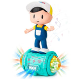 BUMTUM Musical Toy Battery Operated | Fashion Boy Scooter Balancing 360°Degree Rotating Dancing Boy With 5d Light & Sound Toy| With Bump & Go Action For Kids (Blue)