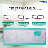 Bumtum Baby Bed Rail Guard, 180x72Cm, Bed Rails For Baby & Toddler Safety, Portable Baby Bed Fence, Adjustable, Single Side Baby Bed Rail (Circus Print Green)