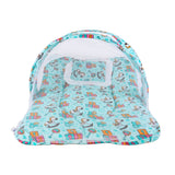 BUMTUM 100% Cotton Printed Bedding Set With Mosquito Net and Head Pillow Zip Closure, Gadda Set