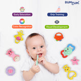 BUMTUM 7Pcs. Baby Rattles Attractive Colorful Plastic Non Toxic BPA Free For New Born Babies And Infants (Pack Of 1, Multicolor & Multi Designs)