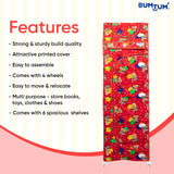 BUMTUM Baby Multipurpose 6 Shelves Durable Foldable Wardrobe | Unbreakable Plastic Material | Cartoon Printed Cover