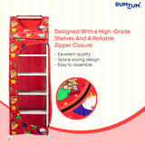 BUMTUM Baby Multipurpose 6 Shelves Durable Foldable Wardrobe | Unbreakable Plastic Material | Cartoon Printed Cover