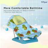 BUMTUM Baby Bather For Babies 0-12 Months | Anti-Slip Bathing Chair | 3-Position Adjustable, Foldable & Compact, Washable Soft Mesh, Large Seat & Foot Rest