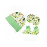 BUMTUM Baby Soft Cotton Mitten Set With Cap, Booties & Gloves Set | Teddy Print For Newborn Babies, 0-6 Months