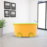 BUMTUM Rolling Storage Container Box | Large With Wheels Size |toy Storage Box |toy Storage Organiser |toy Basket Storage For Kids, Pack Of 1 / Stackable/Locking Lid & Handle (58x39x31 Cm)