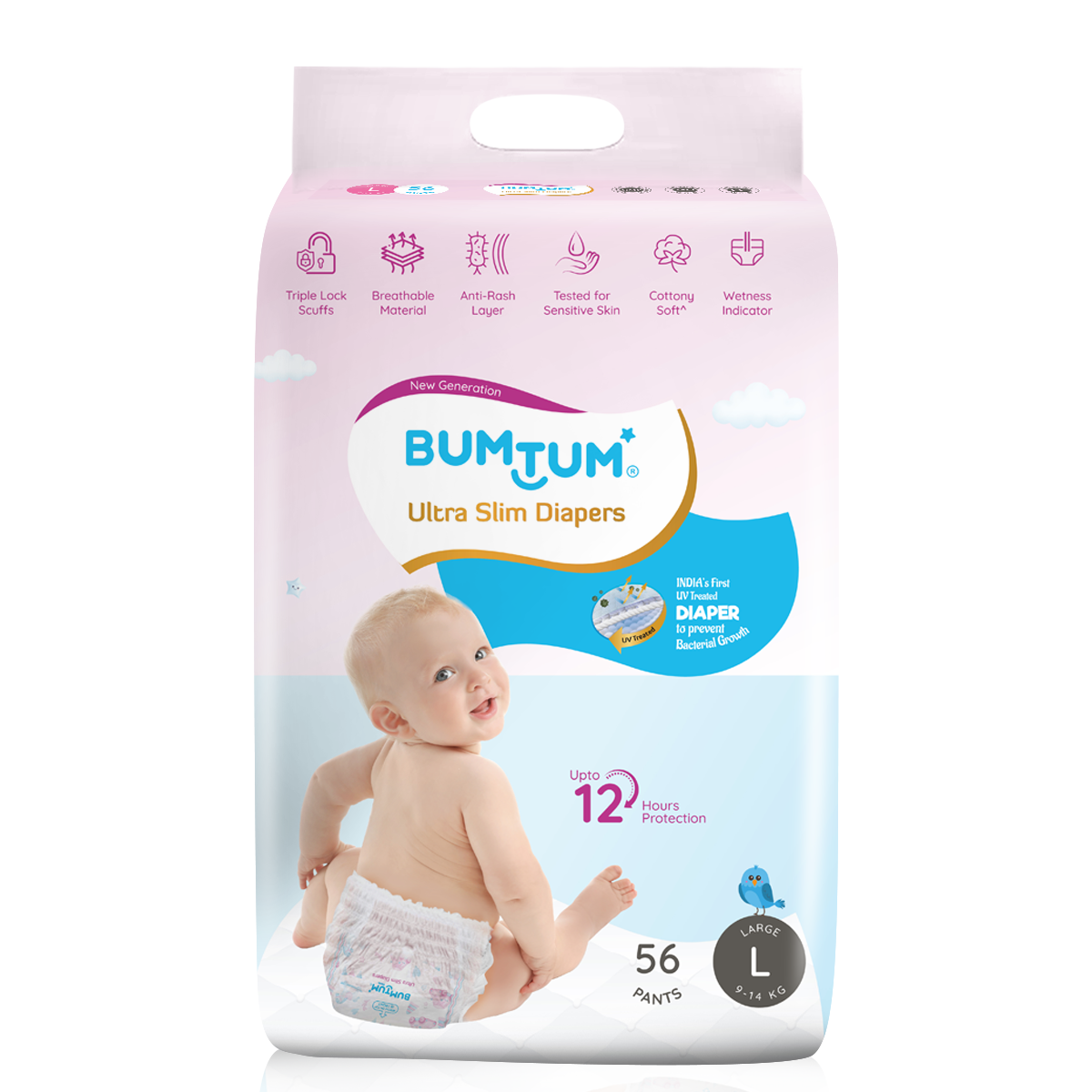 Bumtum Baby Diaper Pants XXL Size 22 Count Double Layer Leakage  Protection Infused With Aloe Vera