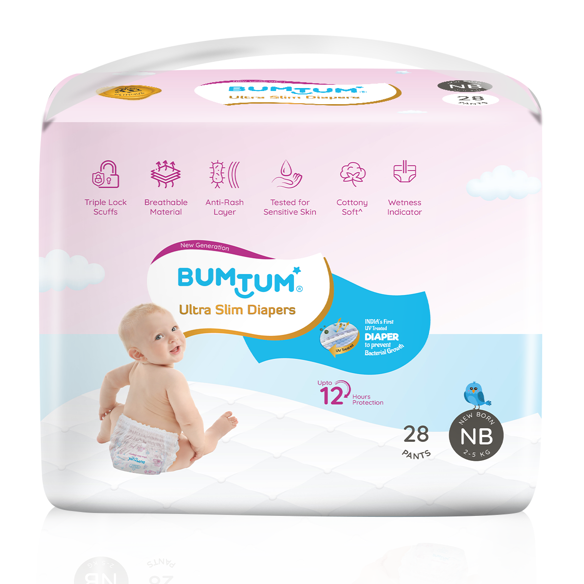 Buy Bumtum Baby Diaper Pants Medium Size 32 Count Double Layer Leakage  Protection Pack of 1 Online at Best Prices in India  JioMart
