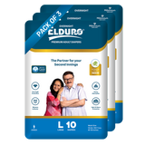 ELDURO Premium Open Tape Diaper with wetness indicator - Large - 10 Count