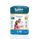 ELDURO Premium Open Tape Diaper with wetness indicator - Large - 10 Count