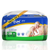 Bumtum Super Soft Open Tape Diaper Pants with Leakage Protection -4 to 8 Kg (Small, 36 Count)